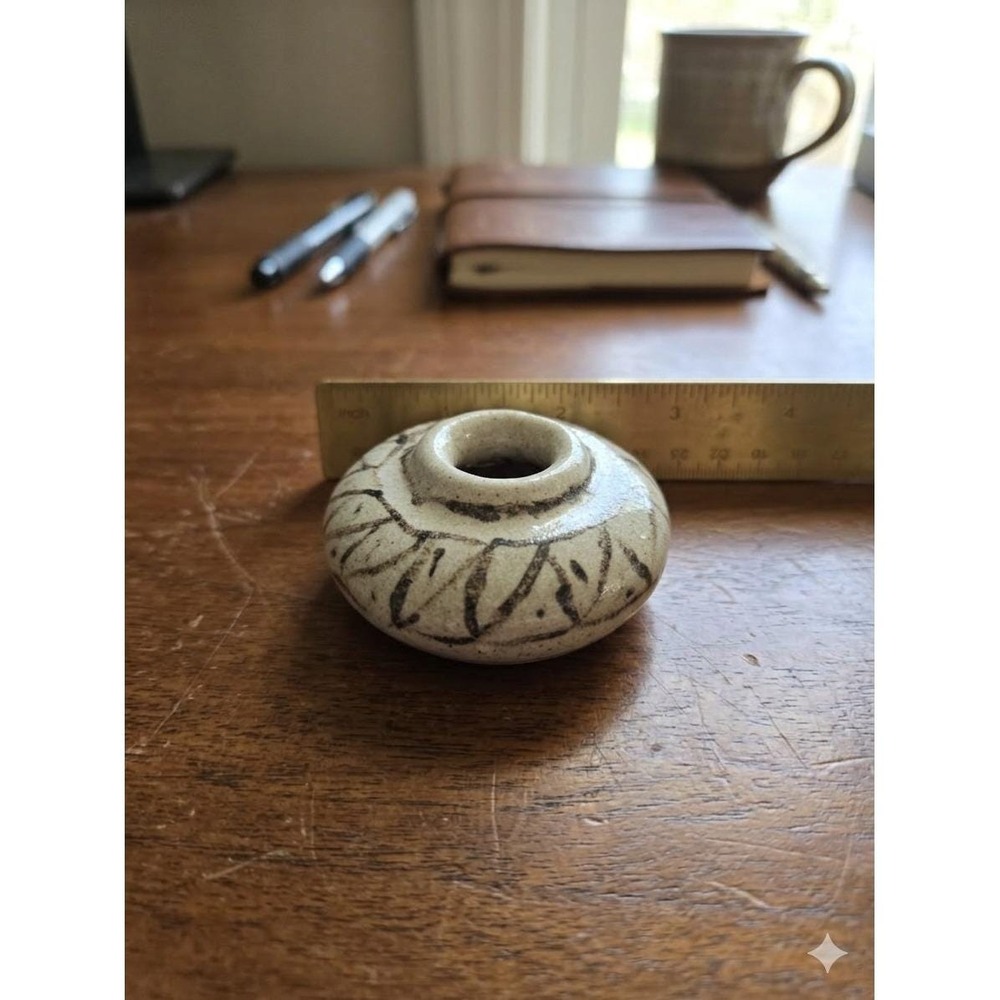 Studio Art Pottery Weed Pot Small Ceramic Earthy Bud Vase Brown Gray Vintage